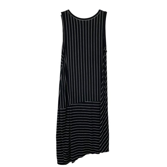 COMFY USA striped geometric asymmetric hem midi dress Sz M black white - Picture 5 of 6
